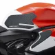 Черен протектор за резервоар Ducati с хексагонална текстура, монтиран на червено-бял мотоциклет, показващ OneDesign логото и противоплъзгащата повърхност