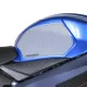 Прозрачен протектор за резервоар с HDR технология монтиран на син Suzuki мотоциклет, показващ текстурираната повърхност и ONEDESIGN лого