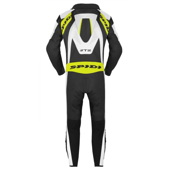 Кожен мото екип с гърбица SPIDI T-2 Neck Dps Airbag ACID GREEN/BLACK - Мото екипи от марка SPIDI