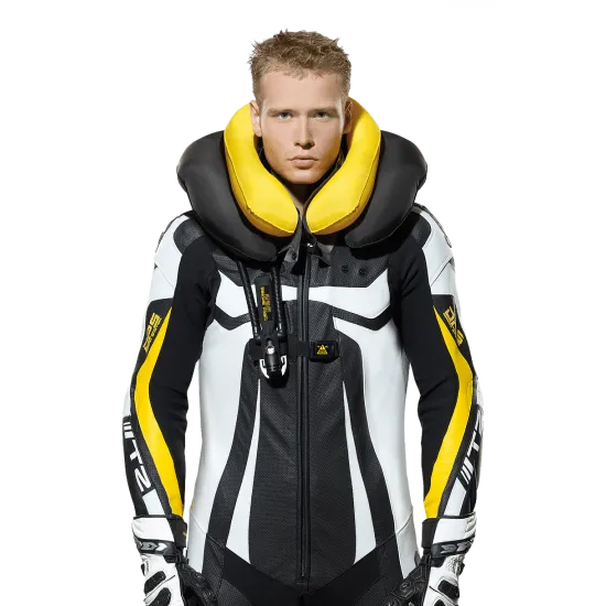 Кожен мото екип с гърбица SPIDI T-2 Neck Dps Airbag ACID GREEN/BLACK - Мото екипи от марка SPIDI