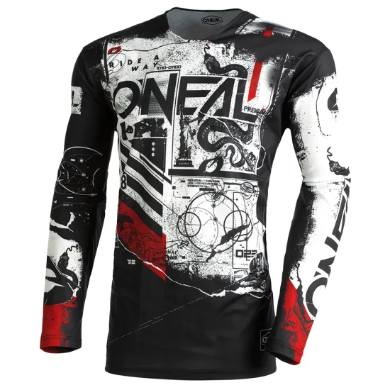 Мотокрос блуза ONEAL MAYHEM SCARZ V.22 BLACK/WHITE/RED - Мотокрос джърси от марка ONeal