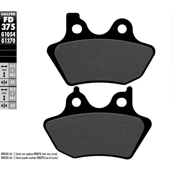 Предни/Задни мото накладки Galfer SEMI METAL FD375G1054 - Накладки от марка GALFER