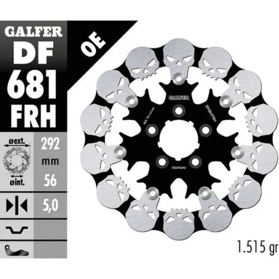 Плаващ заден спирачен диск Galfer WAVE SKULL DESIGN FLOATING 292x5mm DF681FRH - Спирачни дискове от марка GALFER