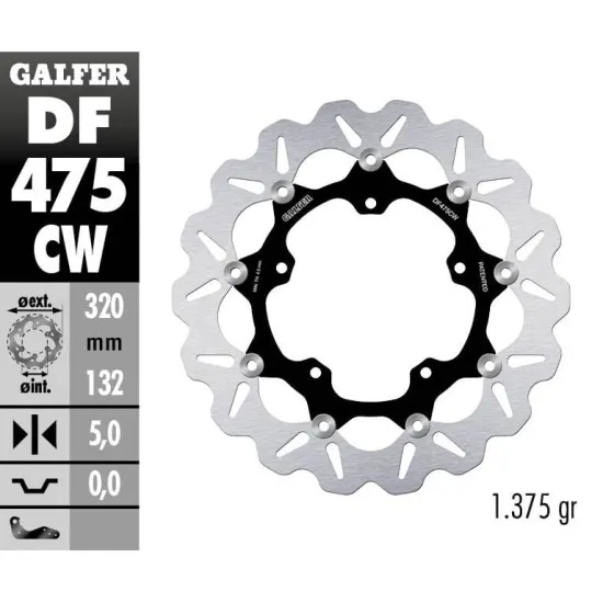 Плаващ преден спирачен диск Galfer WAVE FLOATING COMPLETE (C.ALU.) 320x5mm DF475CW - Спирачни дискове от марка GALFER