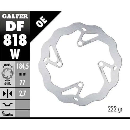 Преден спирачен диск Galfer WAVE FIXED 185x2,7mm DF818W - Спирачни дискове от марка GALFER