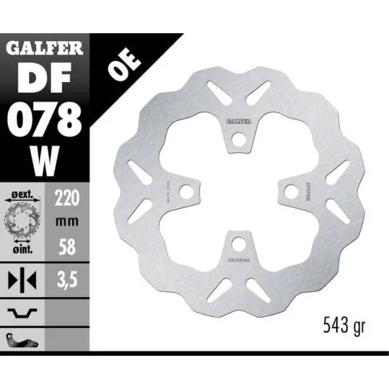 Преден спирачен диск Galfer WAVE FIXED 220x3,5mm DF078W - Спирачни дискове от марка GALFER