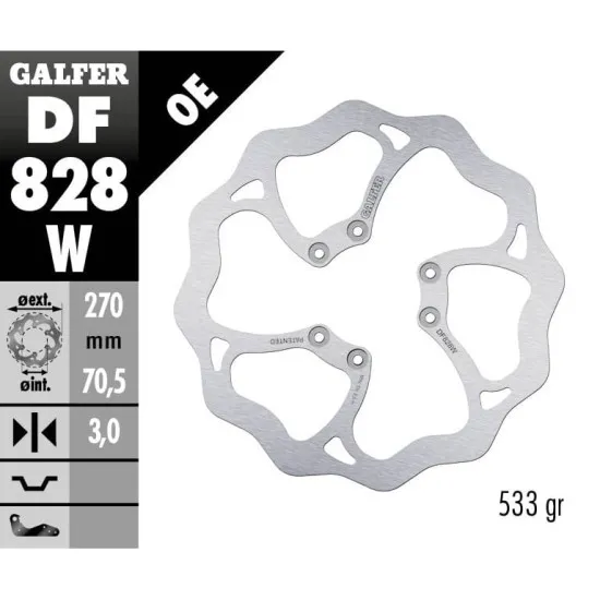 Преден спирачен диск Galfer WAVE FIXED 270x3mm DF828W - Спирачни дискове от марка GALFER