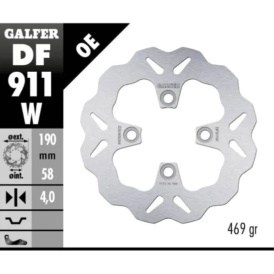 Заден спирачен диск Galfer WAVE FIXED 190x4mm DF911W - Спирачни дискове от марка GALFER