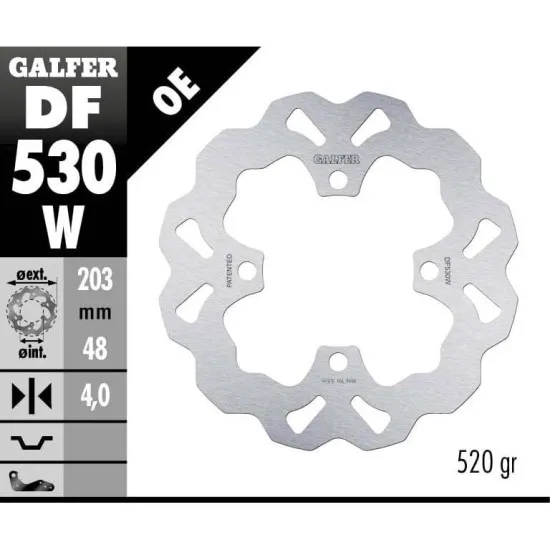 Заден спирачен диск Galfer WAVE FIXED 203x4mm DF530W - Спирачни дискове от марка GALFER