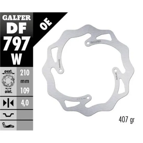 Заден спирачен диск Galfer WAVE FIXED 210x4mm DF797W - Спирачни дискове от марка GALFER