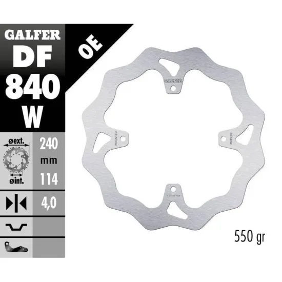 Заден спирачен диск Galfer WAVE FIXED 240x4mm DF840W - Спирачни дискове от марка GALFER