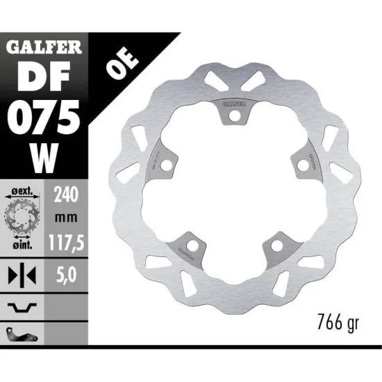 Заден спирачен диск Galfer WAVE FIXED 240x5mm DF075W - Спирачни дискове от марка GALFER