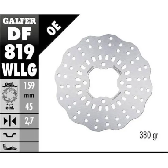 Заден спирачен диск Galfer WAVE FIXED FULL TYPE 159.5x3mm DF819WLLG - Спирачни дискове от марка GALFER