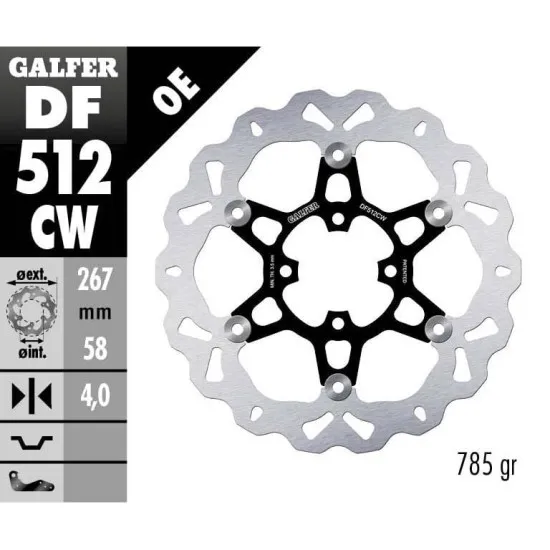 Плаващ преден спирачен диск Galfer WAVE FLOATING COMPLETE (C. ALU.) 267x4mm DF512CW - Спирачни дискове от марка GALFER