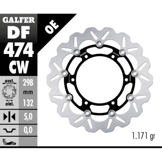 Плаващ преден спирачен диск Galfer WAVE FLOATING COMPLETE (C. ALU.) 298x5mm DF474CW - Спирачни дискове от марка GALFER