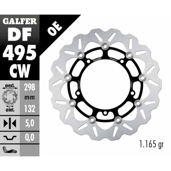 Плаващ преден спирачен диск Galfer WAVE FLOATING COMPLETE (C. ALU.) 298x5mm DF495CW - Спирачни дискове от марка GALFER