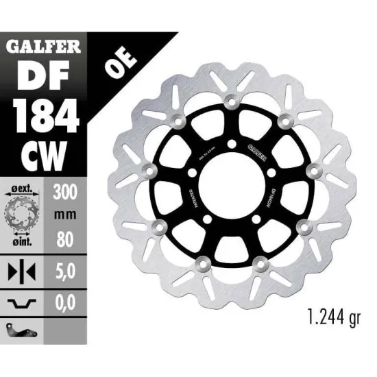 Плаващ преден спирачен диск Galfer WAVE FLOATING COMPLETE (C. ALU.) 300x5mm DF184CW - Спирачни дискове от марка GALFER