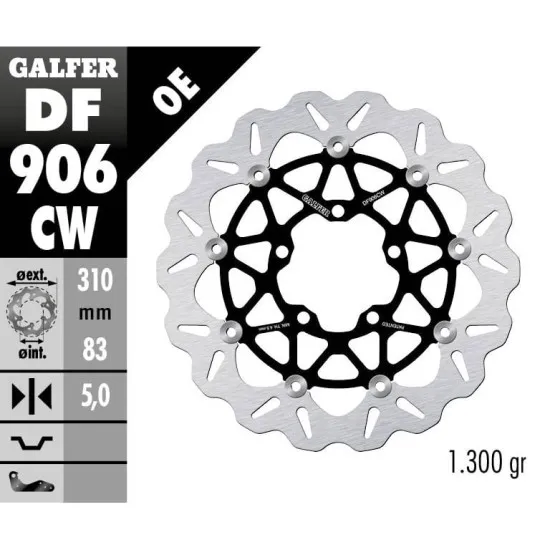 Плаващ преден спирачен диск Galfer WAVE FLOATING COMPLETE (C. ALU.) 309,5x5mm DF906CW - Спирачни дискове от марка GALFER