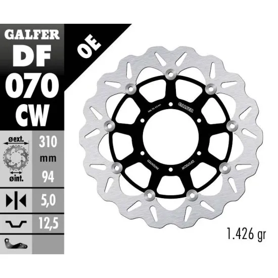 Плаващ преден спирачен диск Galfer WAVE FLOATING COMPLETE (C. ALU.) 310x5mm DF070CW - Спирачни дискове от марка GALFER