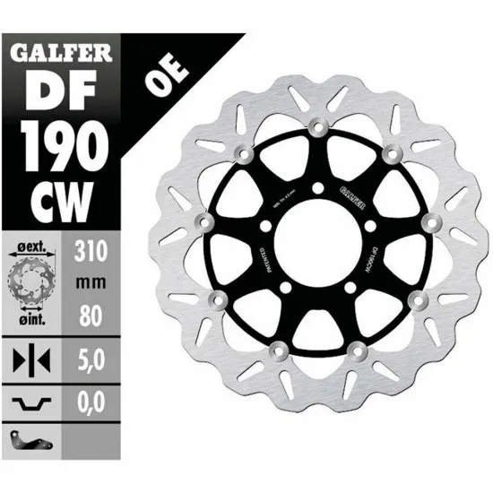 Плаващ преден спирачен диск Galfer WAVE FLOATING COMPLETE (C. ALU.) 310x5mm DF190CW - Спирачни дискове от марка GALFER