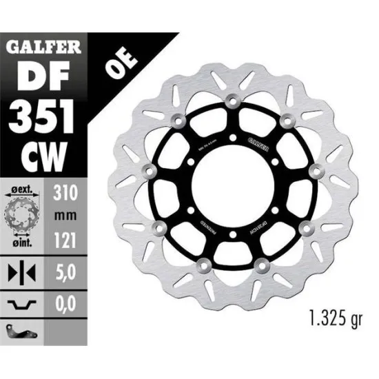 Плаващ преден спирачен диск Galfer WAVE FLOATING COMPLETE (C. ALU.) 310x5mm DF351CW - Спирачни дискове от марка GALFER