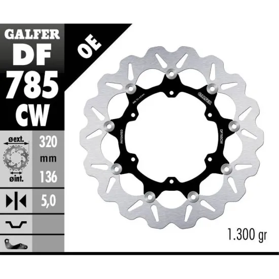 Плаващ преден спирачен диск Galfer WAVE FLOATING COMPLETE (C. ALU.) 320x5m DF785CW - Спирачни дискове от марка GALFER
