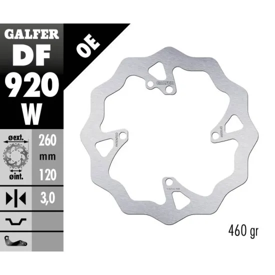 Преден спирачен диск Galfer WAVE FIXED 260x3mm DF920W - Спирачни дискове от марка GALFER