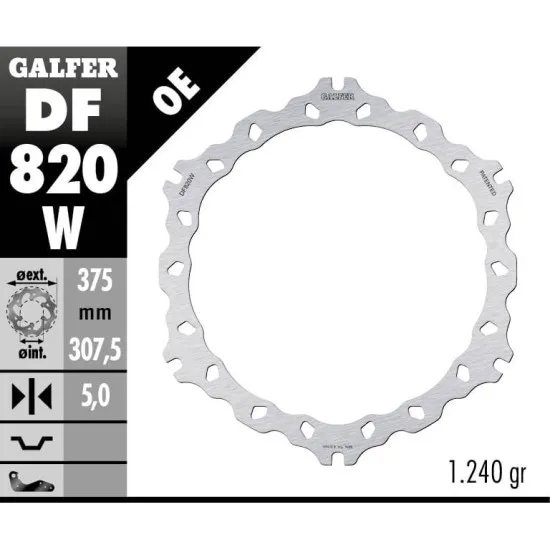 Преден спирачен диск Galfer WAVE FIXED 375x5mm DF820W - Спирачни дискове от марка GALFER