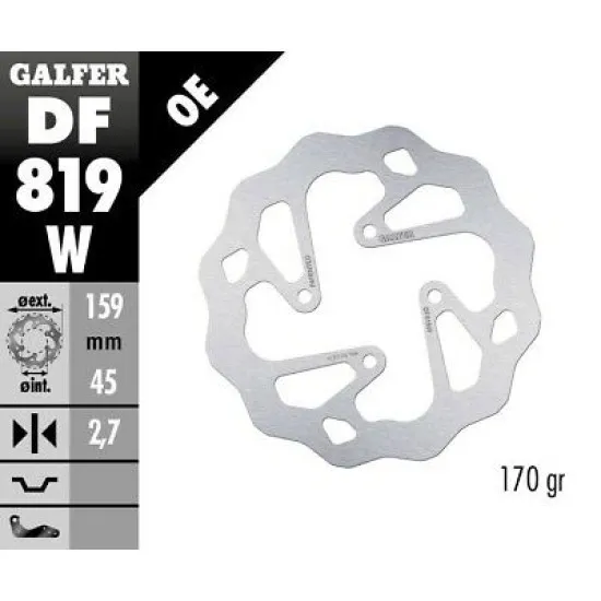 Заден спирачен диск Galfer WAVE FIXED 159,5x2,7mm DF819W - Спирачни дискове от марка GALFER