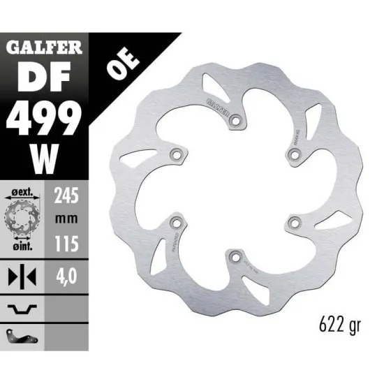 Заден спирачен диск Galfer WAVE FIXED 245X4MM DF499W - Спирачни дискове от марка GALFER