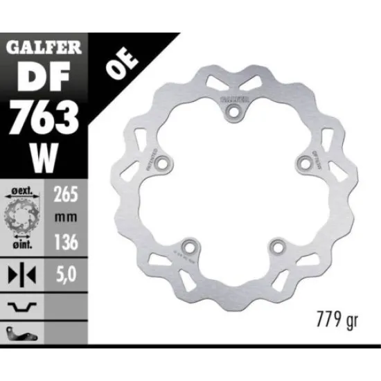 Заден спирачен диск Galfer WAVE FIXED 265x5mm DF763W - Спирачни дискове от марка GALFER