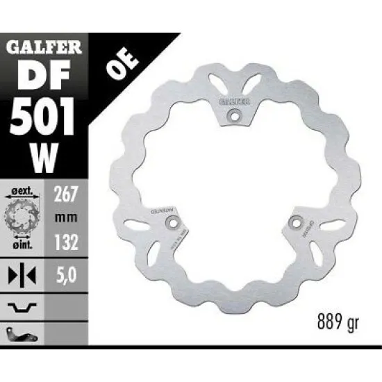 Заден спирачен диск Galfer WAVE FIXED 267x5mm DF501W - Спирачни дискове от марка GALFER