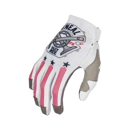 Мотокрос ръкавици ONEAL MAYHEM PISTON V.23 WHITE/BLACK/RED - Мотокрос ръкавици от марка ONeal