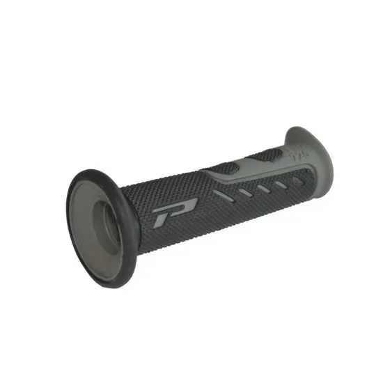 Мото ръкохватка PROGRIP 725 Road в черно-сив цвят с диамантена текстура, PROGRIP лого и отворен край
