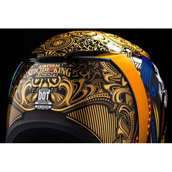 Каска ICON AIRFORM SUICIDE KING GOLD – Поликарбонатна каска с Dropshield™ и Hydradry™