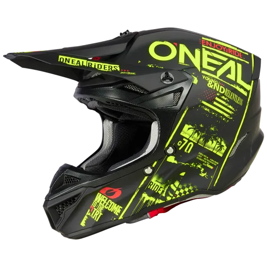 Мотокрос каска ONEAL 5SERIES POLYACRYLITE ATTACK V.23 BLACK/NEON YELLOW - Мотокрос каски от марка ONeal