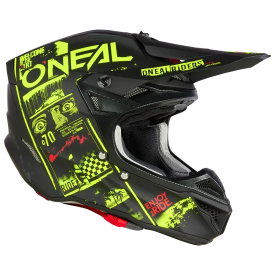 Мотокрос каска ONEAL 5SERIES POLYACRYLITE ATTACK V.23 BLACK/NEON YELLOW - Мотокрос каски от марка ONeal