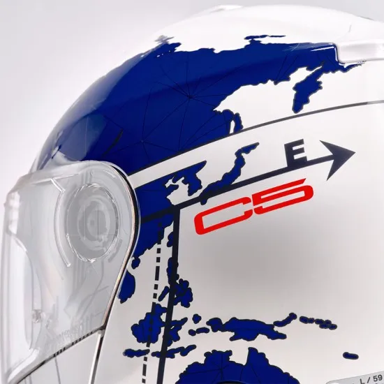 Каска SCHUBERTH C5 GLOBE BLUE с черупка от стъклени влакна и карбон, персонализиран интериор