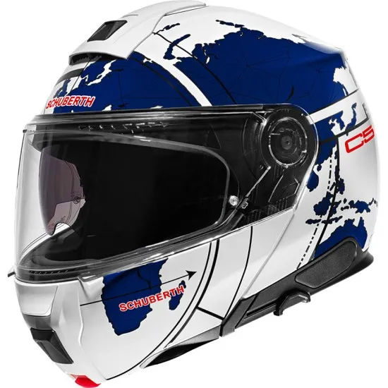Каска SCHUBERTH C5 GLOBE BLUE с черупка от стъклени влакна и карбон, персонализиран интериор
