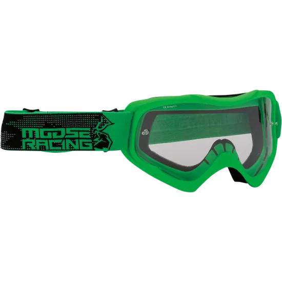 Мотокрос очила QUALIFIER AGROID BLACK/GREEN, гъвкава рамка, прозрачна плака