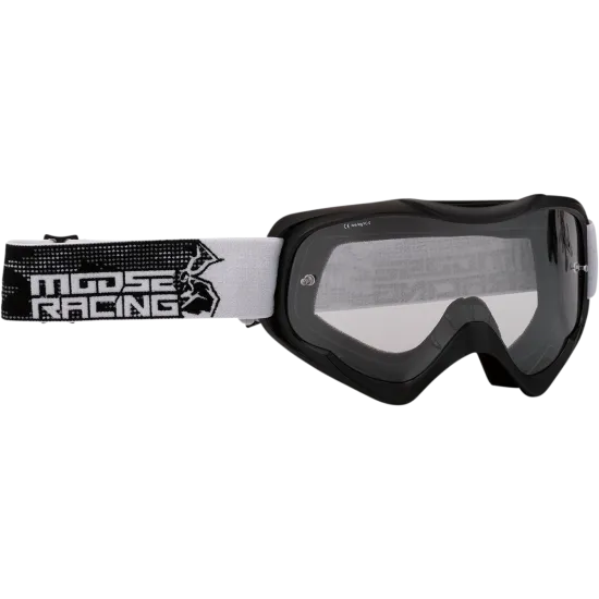 Мотокрос очила QUALIFIER AGROID BLACK/WHITE, гъвкава рамка, прозрачна плака
