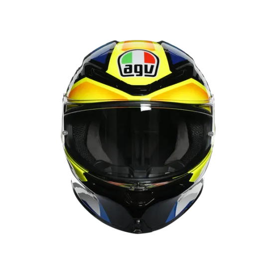 AGV K-6 JOAN BLACK/BLUE/YELLOW – мото каска с карбон-арамидна конструкция и ярък дизайн