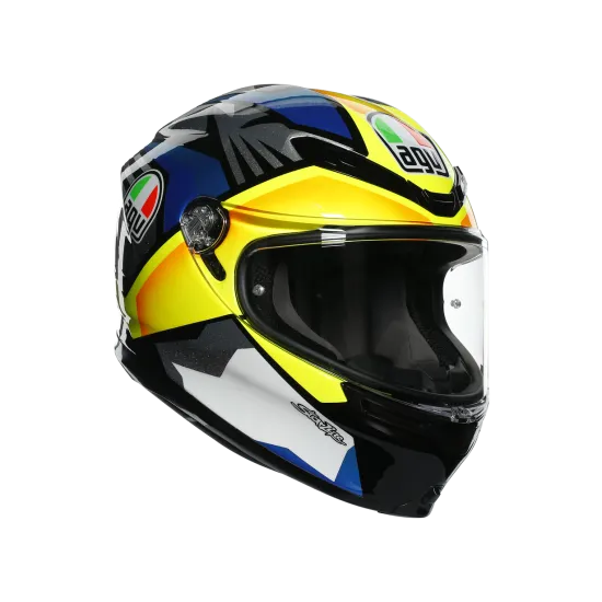 AGV K-6 JOAN BLACK/BLUE/YELLOW – мото каска с карбон-арамидна конструкция и ярък дизайн