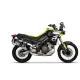 Жълто-черна Aprilia Tuareg 660 с монтирани сиви и черни странични куфари SHAD чрез 4P система