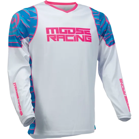 Мотокрос блуза MOOSE RACING QUALIFIER BLACK/PINK, сублимирани графики, разтеглива яка