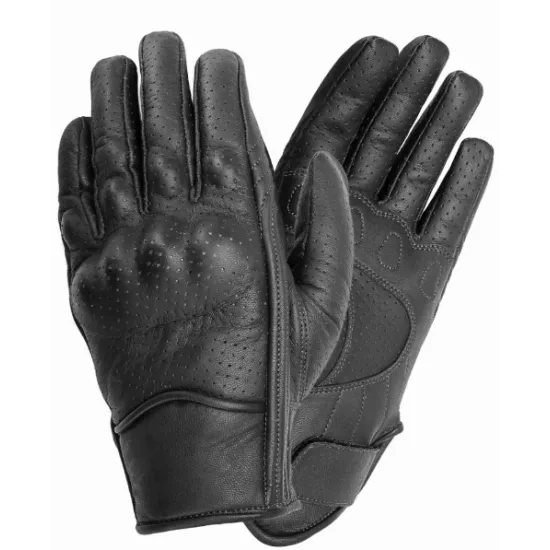 Кожени мото ръкавици MOTO ID ROUTE PERFORATED BLACK - Кожени ръкавици за мотор от марка MOTO ID