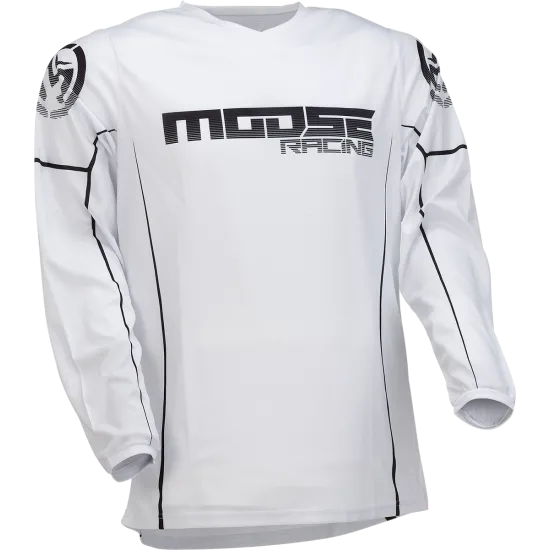 Мотокрос блуза MOOSE RACING QUALIFIER WHITE/BLACK, сублимирани графики, разтеглива яка