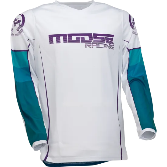 Мотокрос блуза MOOSE RACING QUALIFIER WHITE/BLUE, сублимирани графики, разтеглива яка