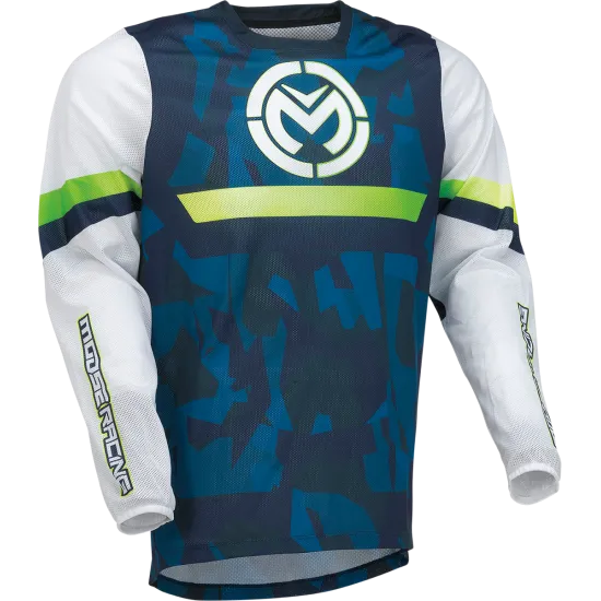 Мотокрос блуза MOOSE RACING SAHARA WHITE/BLACK/BLUE, вентилирана конструкция, дишащи сублимирани графики