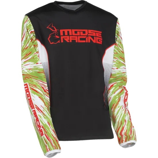 Детска мотокрос блуза MOOSE RACING AGROID RED/GREEN/BLACK, дишаща мрежа, сублимирани графики